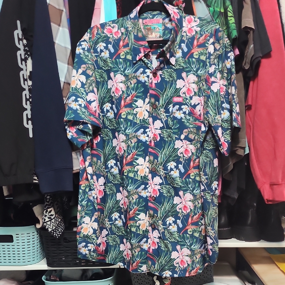 DIXXON The Lahaina Floral Hawaiian Shirt - Green and Pink